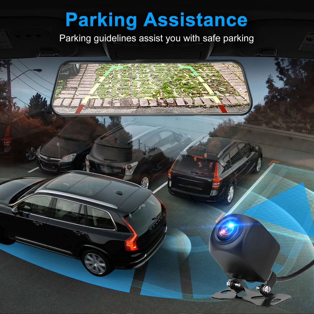 Touch Vision, with Night 1080P Backup Cam Camera, Rear Mirror Camera, Recorder TSV Dash Dual Driving View Car Screen IPS G-Sensor,
