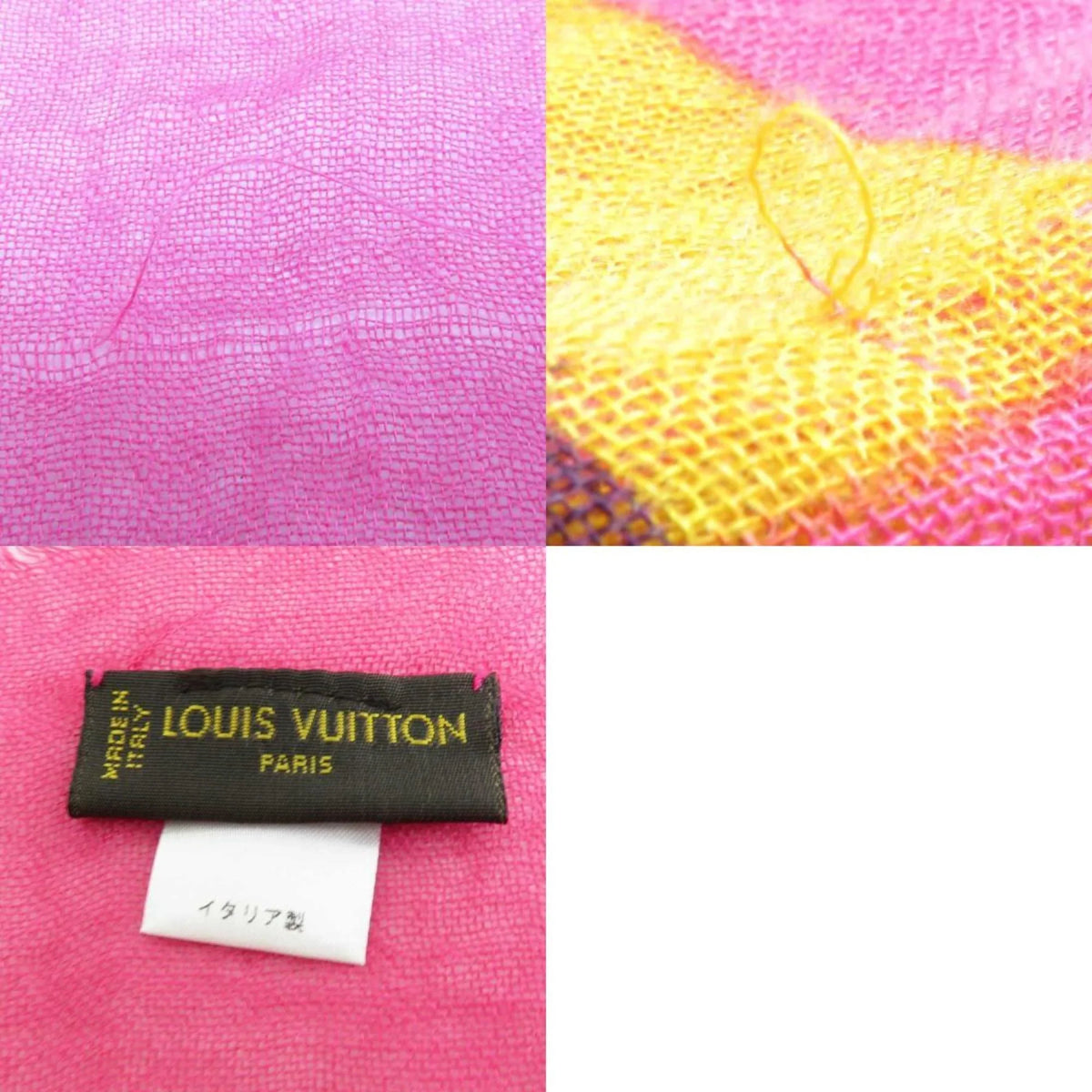 Pre-Owned VUITTON Vuitton LOUIS Cashmere/Silk Pink/Multicolor Louis Shawl e58449a (Good) Women's
