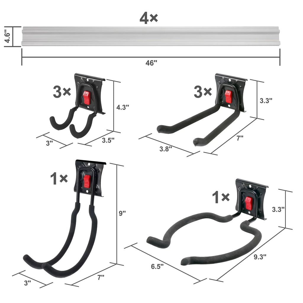 Snap Organizer Kit Rail 12-Piece System Quick-Release Hyper Tough Garage