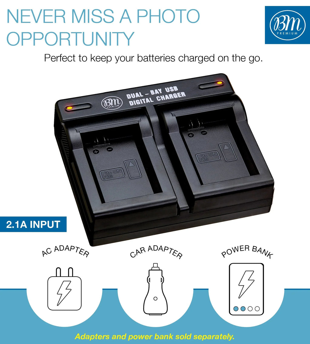 and II for a5000 2 a6000 Cameras a7 a3000 a6500 III, II, Dual 7 IV Charger a6400 Alpha II A7s a7R a6300 BM NP-FW50 Batteries A6100 DSC-RX10 A7 Sony