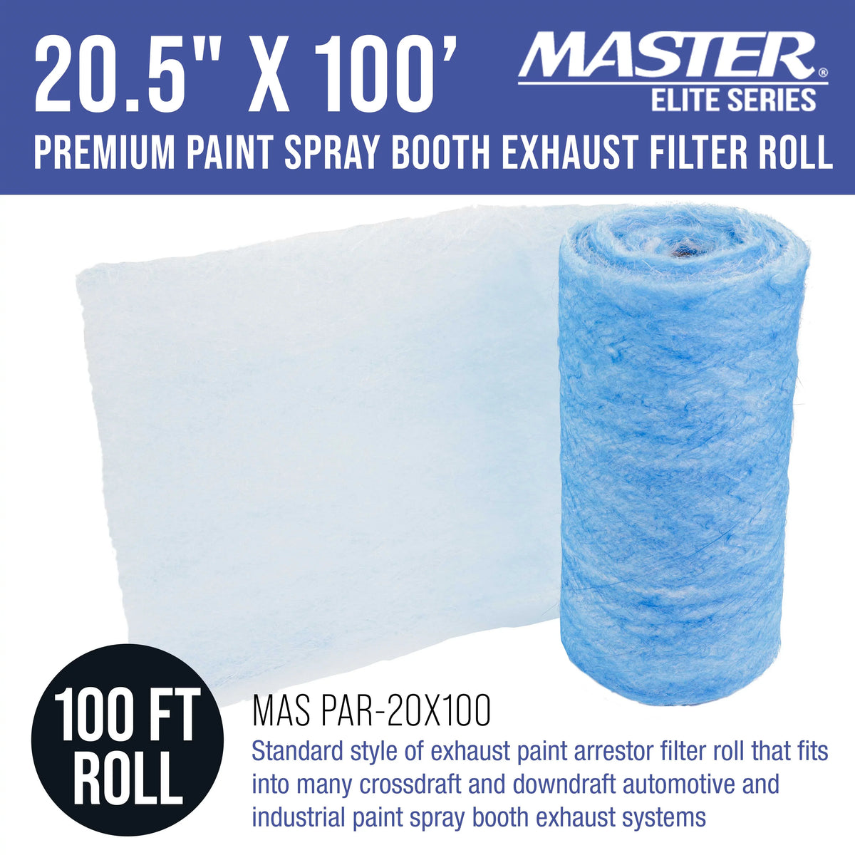 Captures Roll, Heavy-Duty Master Car - Overspray - Filter 100' 18 in Particles Arrestor Autobody Paint 20.5" Booth Elite Spray Refinish Paint Traps x Fiberglass Booths Paint Premium Exhaust Gram