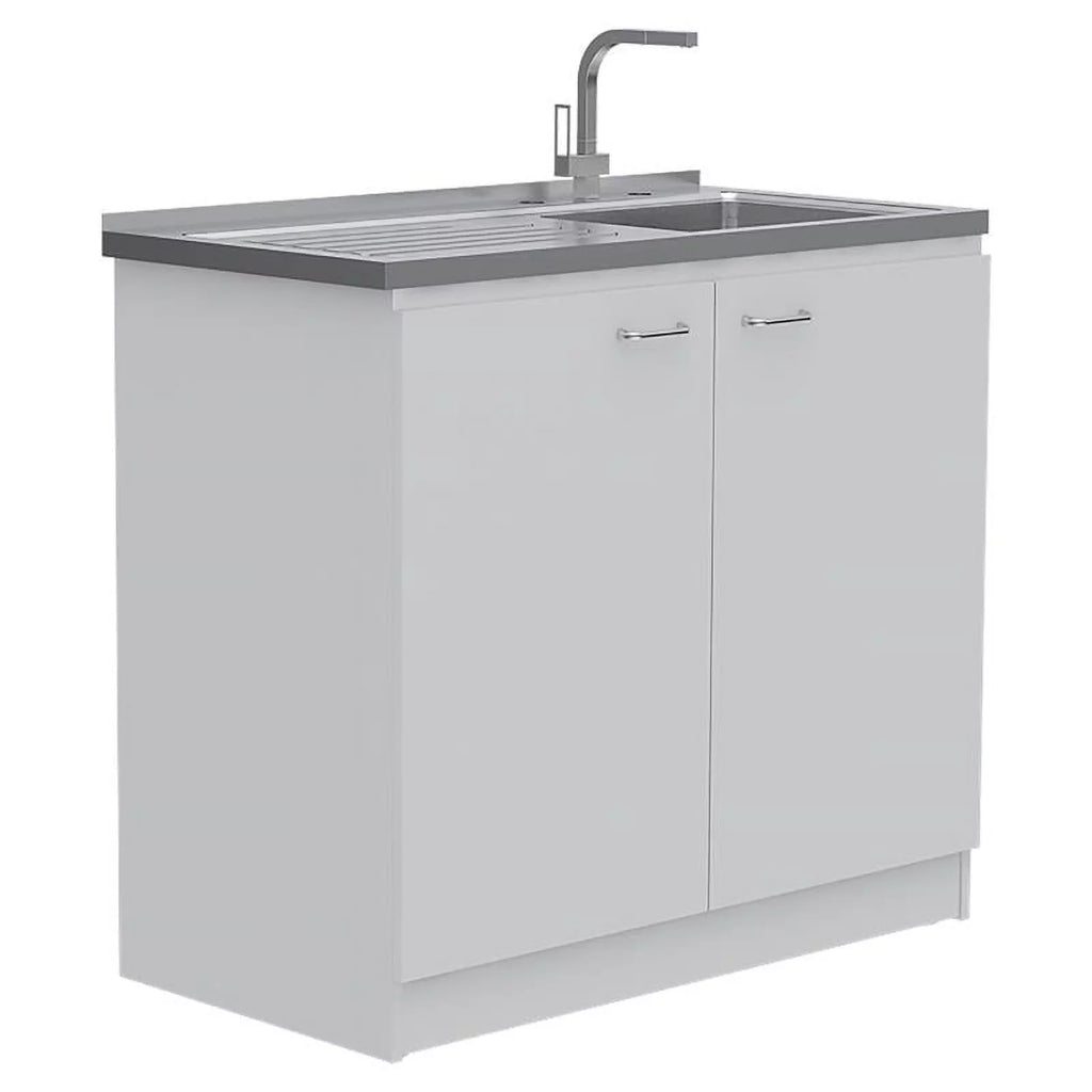 Kitchen and Service Set with Square Sink Cabinet 2-Piece Home Utility with Cart