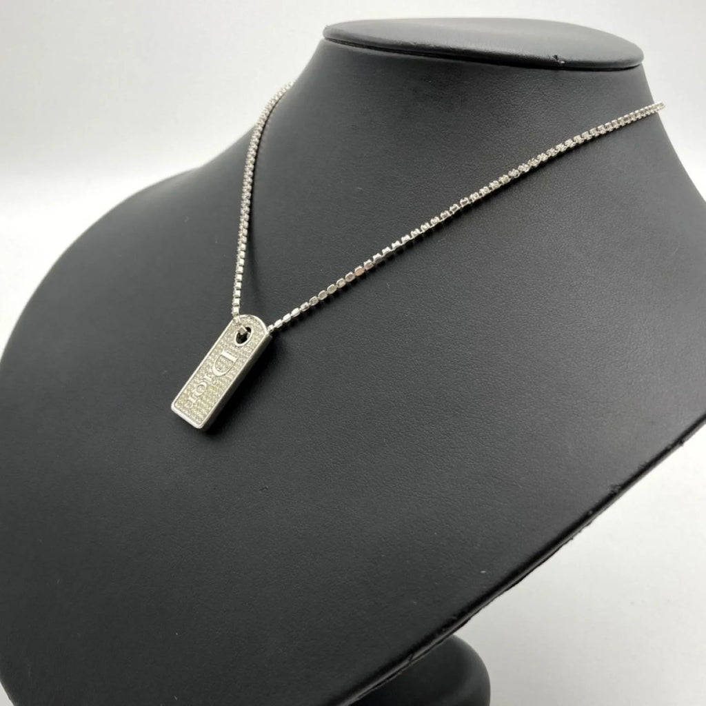 Pre-Owned Necklace Rhinestone Silver IT1TZZH18V36 Color Christian Plate Women's (Good) Dior