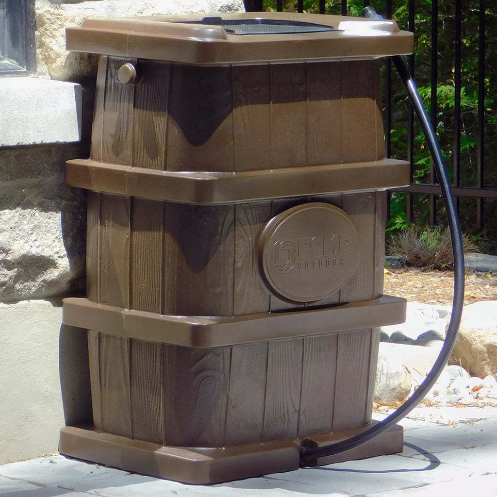 Grain WG4000-GRY Outdoor Home Catcher Outdoor Water Rain Barrel Wood FCMP
