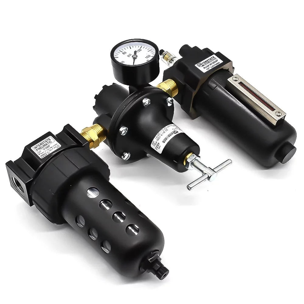 â€ Interstate "T" USA - Poly 1/2" Bowl Made Handle WC1081HDGP Combo Lubricator Large Integral Filter Pneumatics Regulator in