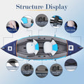 2 Bag Person Angler 2 Kayak for Blue with 3 11ft Fishing Blow Fins and Paddles Carrying Adults Sekkvy Kayak Inflatable Set Up
