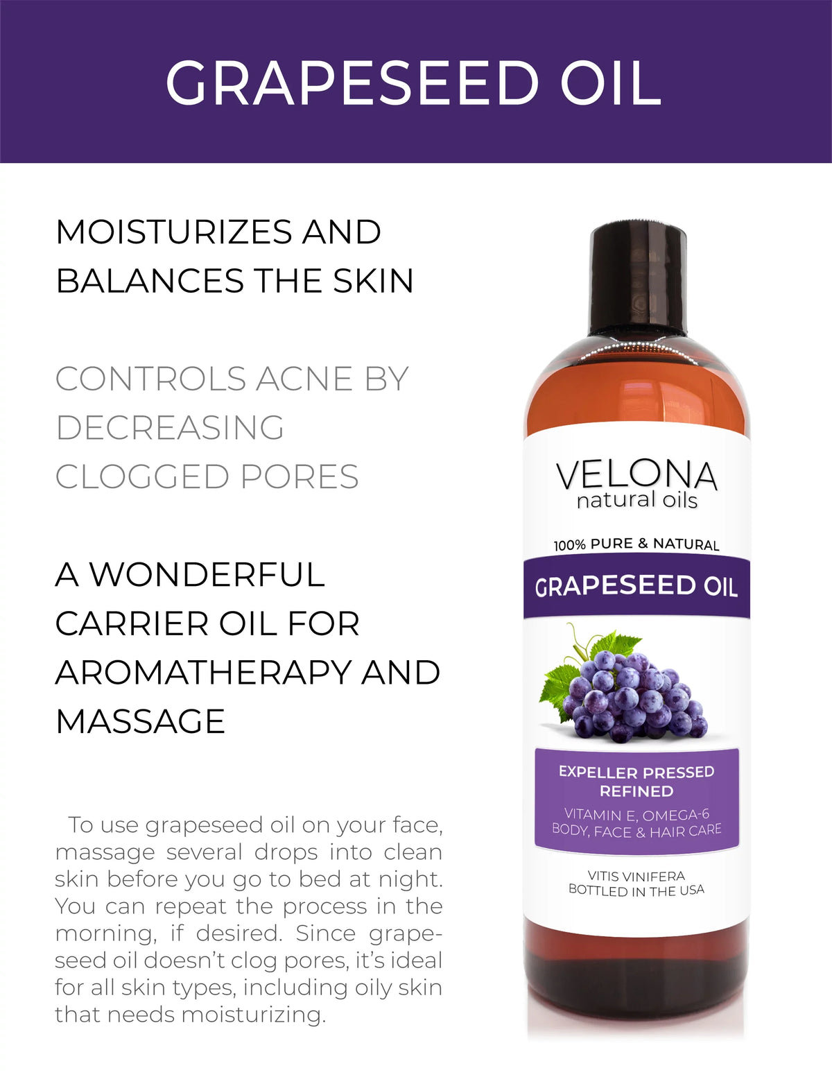 100% Cooking, - Skin, Face, | and | pressed oz Refined, 64 | Care Oil Pure Oil Carrier Grapeseed Body, Velona Natural Cold Hair