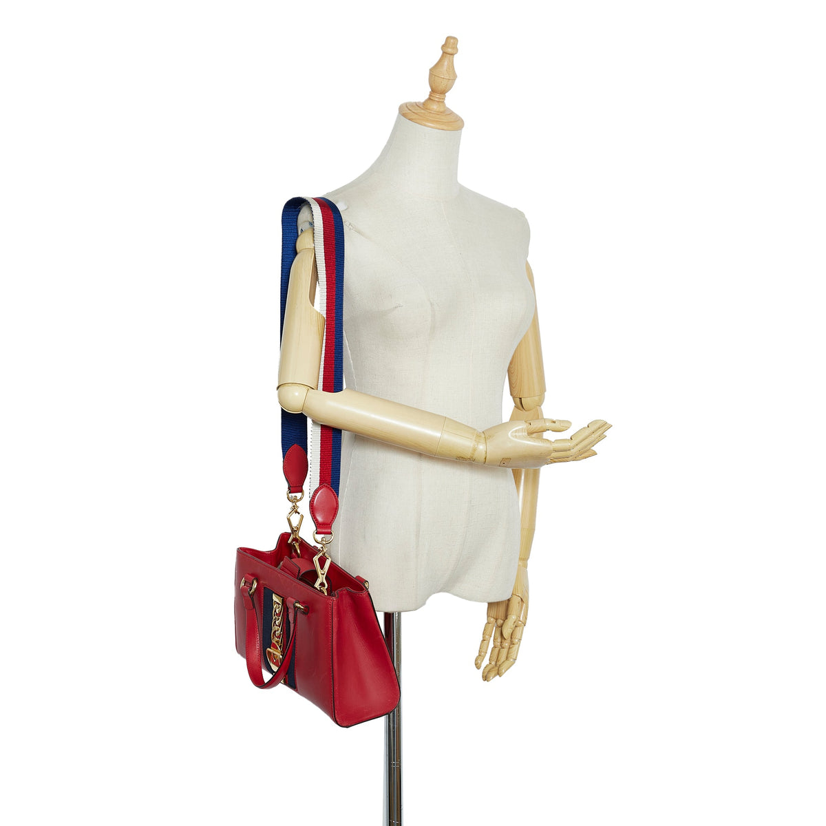 Authenticated Unisex Gucci Satchel Calf Sylvie Leather Pre-Owned Red (Good)