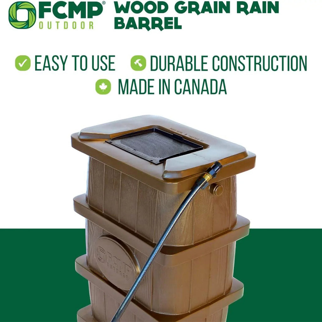Grain WG4000-GRY Outdoor Home Catcher Outdoor Water Rain Barrel Wood FCMP