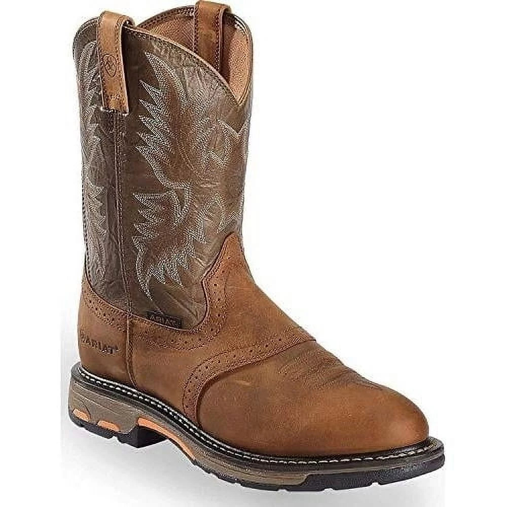 Work Mens BARK ARIAT Soft 10001188 Pull-On Toe WORK Boot AGED Bark 10" WorkHog - Aged