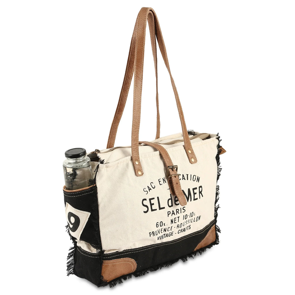 bag mer de upcycled hand tote bag bag Vintage sel bags radiant crafts canvas leather canvas upcycled