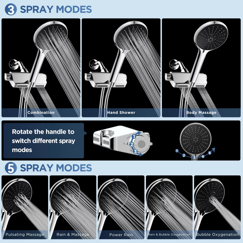 Modes Held Hand Pressure with Combo HOPOPRO 1 5 and SPA Head Shower High Shower Shower Head Filter in 3 System Handheld Showerhead Massage