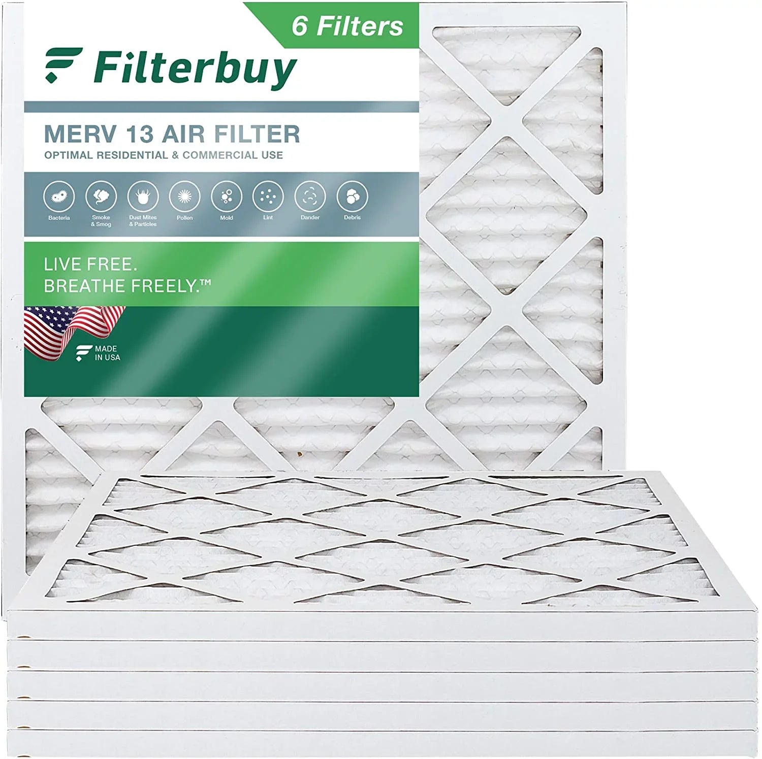 HVAC Filters Furnace Filterbuy (6-Pack) Pleated 24x24x1 AC Air MERV 13