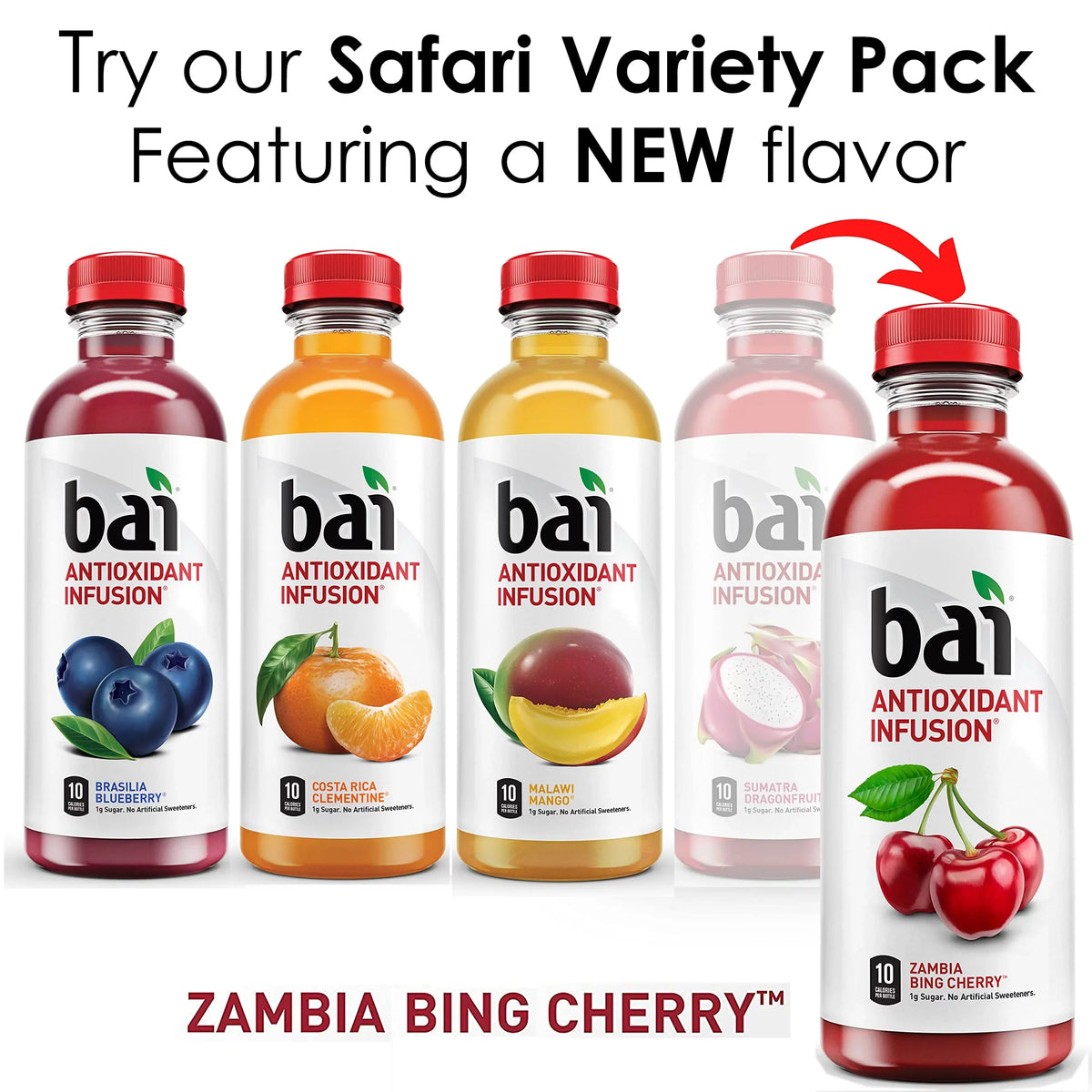 Cherry,18 Zambia Malawi Brasilia (Pack Infused Clementine, Oz Bing Water, Pack, Bottles 3 of Antioxidant of 12) Rica Mango, Costa Safari Variety Fl Flavored Blueberry, Drinks, Each Bai