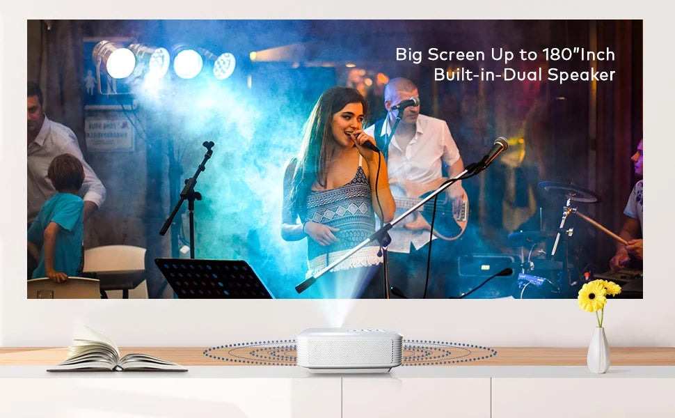 1080P Theater Eyes Speakers, Support Connection Protection, Multiple LCD Native 480P Apeman Projector, LC350 Home Dual