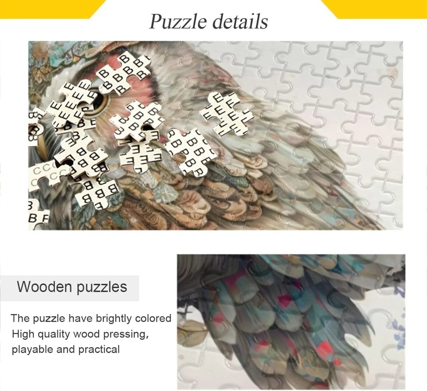 500 Bag, Zigsaw Puzzle for Parents Friends Gift with Jigsaw Art Kids Wood Composite for Paper Puzzle, Adults, PCS Challenging Floral Family Brain Game Fun Storage Exercise Material Owl