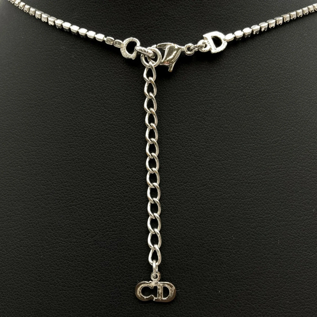 Pre-Owned Necklace Rhinestone Silver IT1TZZH18V36 Color Christian Plate Women's (Good) Dior