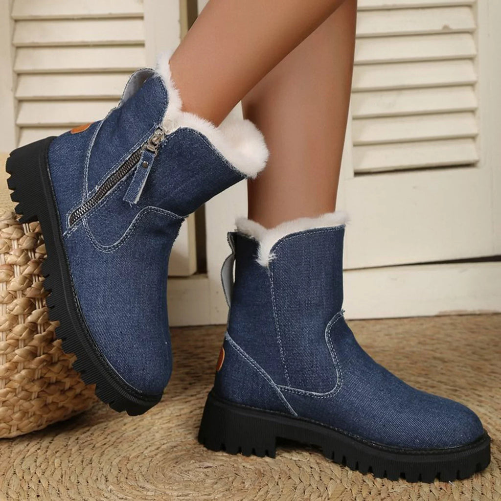 Leather And Winter Integrated New Mid And Winter Snow Boots Cotton Length Insulation Thick Women In for Shoes Boots Winter Ankle Snow For Booties Shoes Women Plush