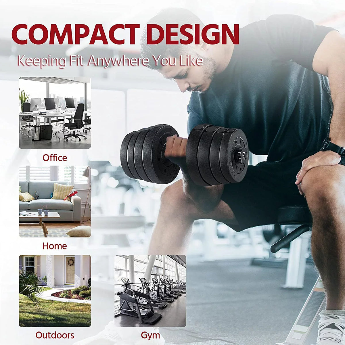 Gym/home Training Cap and Dumbbell Set, Fitness Workout Plates Weight Men Body for Strength 66LB Barbell Women Adjustable