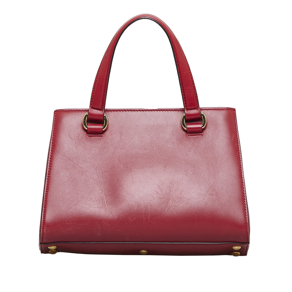 Authenticated Unisex Gucci Satchel Calf Sylvie Leather Pre-Owned Red (Good)