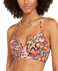 D Multi,34 Bikini Sized Printed Womens Bra Reptilia Halter Top,Python Sundazed