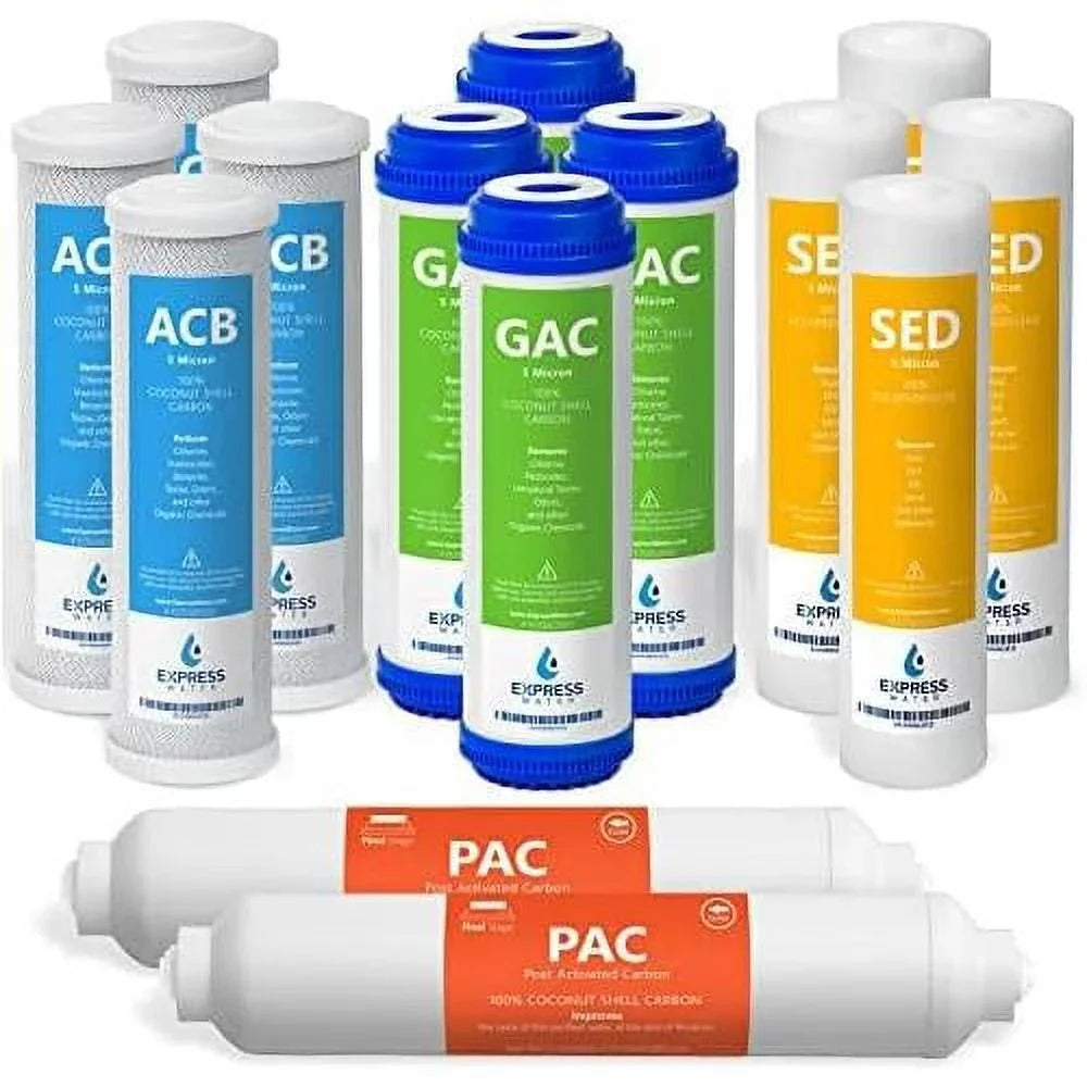 Filters, 2 System Filters Water ACB, Filters, Osmosis Set Year PAC GAC, Filter Carbon Reverse 10 14 Filters Sediment Inch Size SED Replacement
