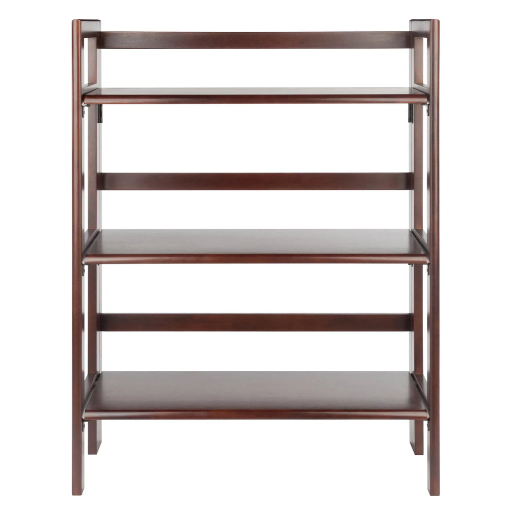 Terry Walnut Foldable Finish 3-Tier Wood Stackable, Shelf, Winsome