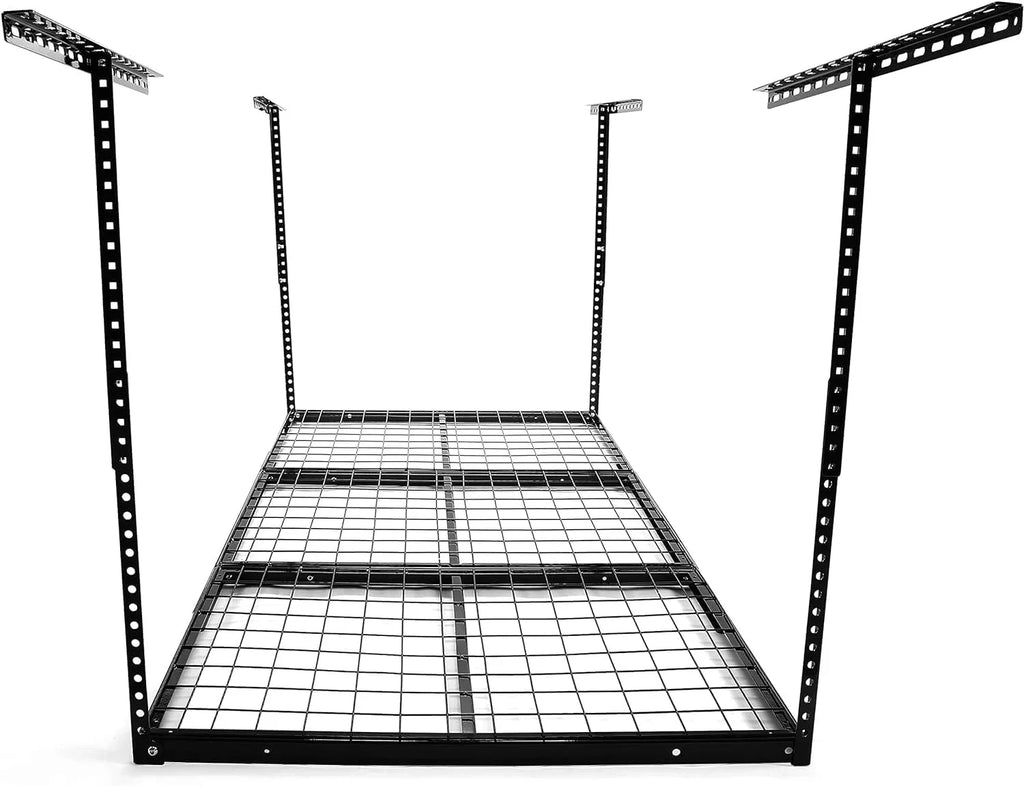 Steel Ceiling Adjustable Rack Organization Garage Black Storage Overhead Racks 3X6 Garage Storage Shelf Ceiling Mounted