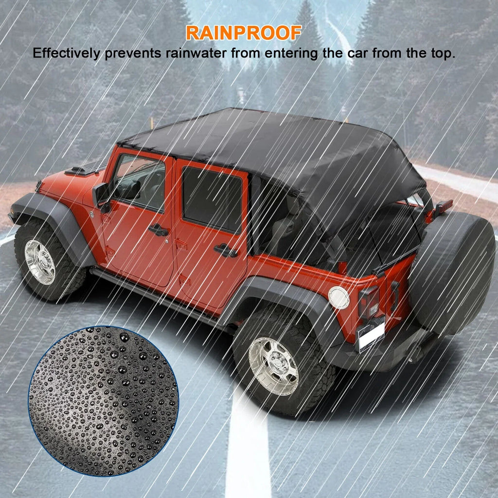 2007-2017 Top for Roof Cover Soft JK 2-Door Extended Top Leather Top Wrangler Bikini Anti-UV PU Jeep Black