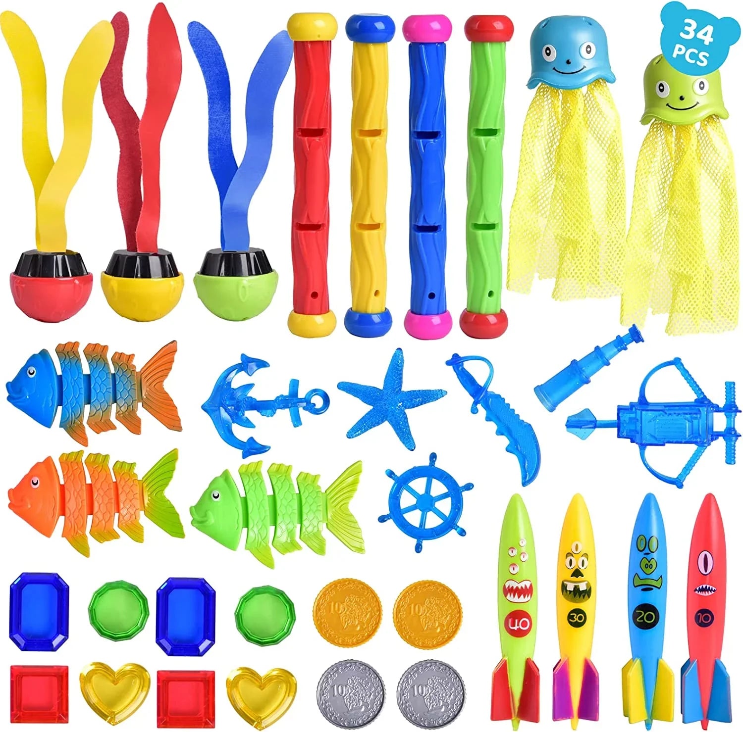 for Kids Toys 34PCS for Toys Swimming for Fun Pool Little Kids Diving Backyard, Toys Water Pool Toys