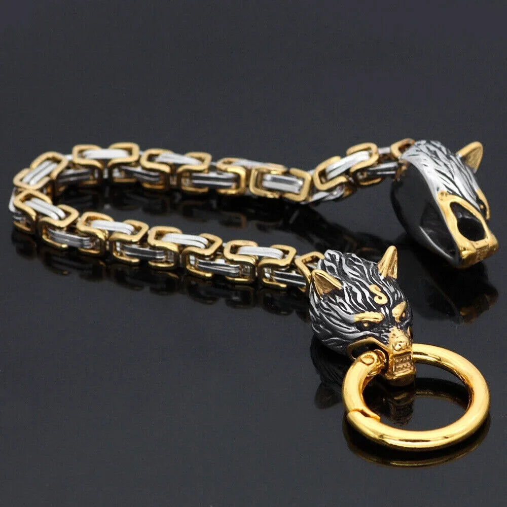 Wolf Fashion Handmade Jewelry Steel Nordic Bracelet Stainless Celtic Men's Retro