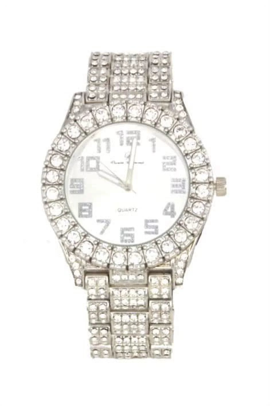 Be Cross - Out Iced Charles Tennis SLV ST10327AR Matching - Raymond Blinged (24") Set ZZ Cuban The Mens Shiny & Bracelet Out Dial w/Diamond Necklace 3pc Set Luxury Quartz Choose Lit Wristwatch