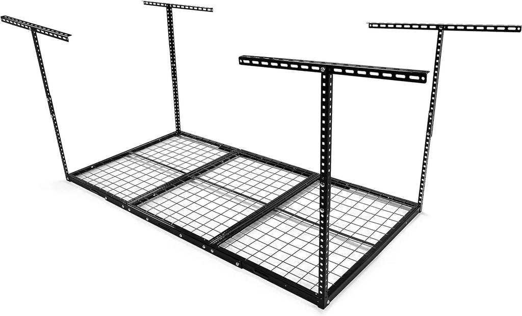 Steel Ceiling Adjustable Rack Organization Garage Black Storage Overhead Racks 3X6 Garage Storage Shelf Ceiling Mounted