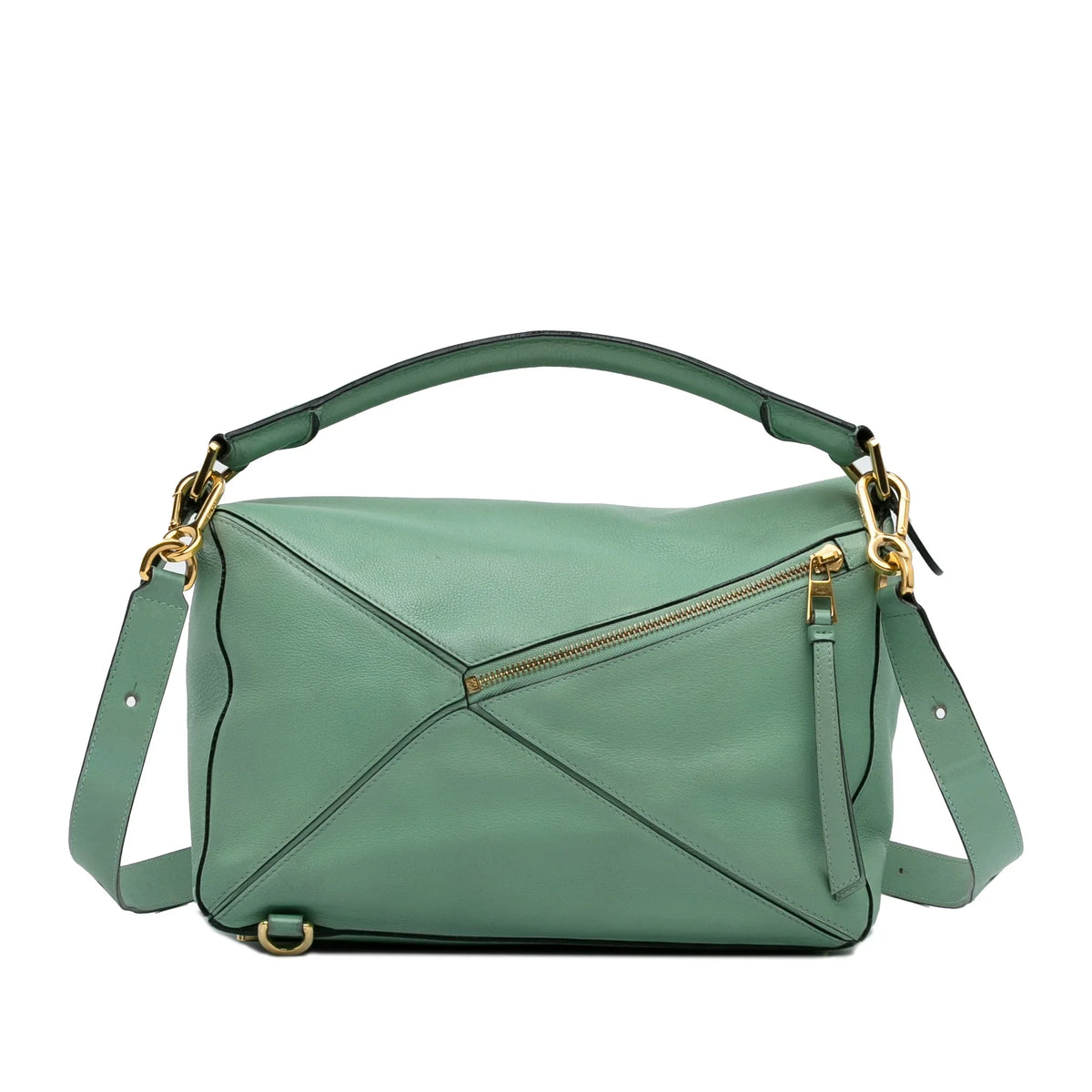 Satchel Puzzle Unisex LOEWE Leather Green Calf Pre-Owned (Good) Authenticated Medium
