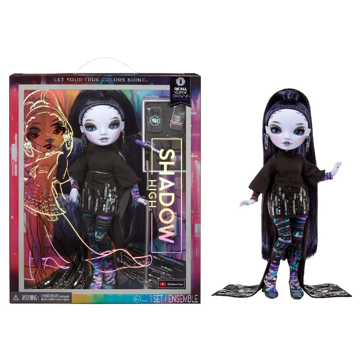 & Fashion & Great Years - Purple Gift Shadow Rainbow Glitch Collectors Doll. Reina Play Old Accessories. 4-12 for Kids Crowne High 10+ Outfit High Fashionable Colorful
