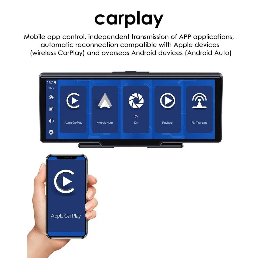 and Stunning DVR Compatibility Touch Screen 10.26'' Camera Android 2K Car - KingFurt WIFI Resolution Wireless Smart Carplay Auto Dash