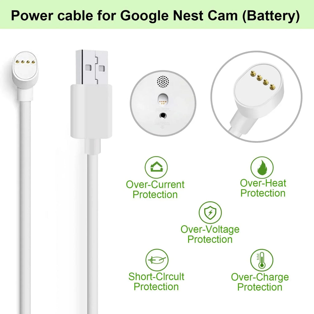 WOFTD ft/2m Nest 6 Google Cable - for Power Charging Cord Cam Only, (y) Weatherproof