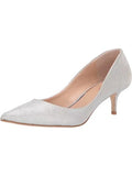 Heel Shoes Cushioned Dress Toe Pointed Kitten Metallic Royalty Silver MISCHKA Womens JEWEL On Slip Pumps 8 BADGLEY