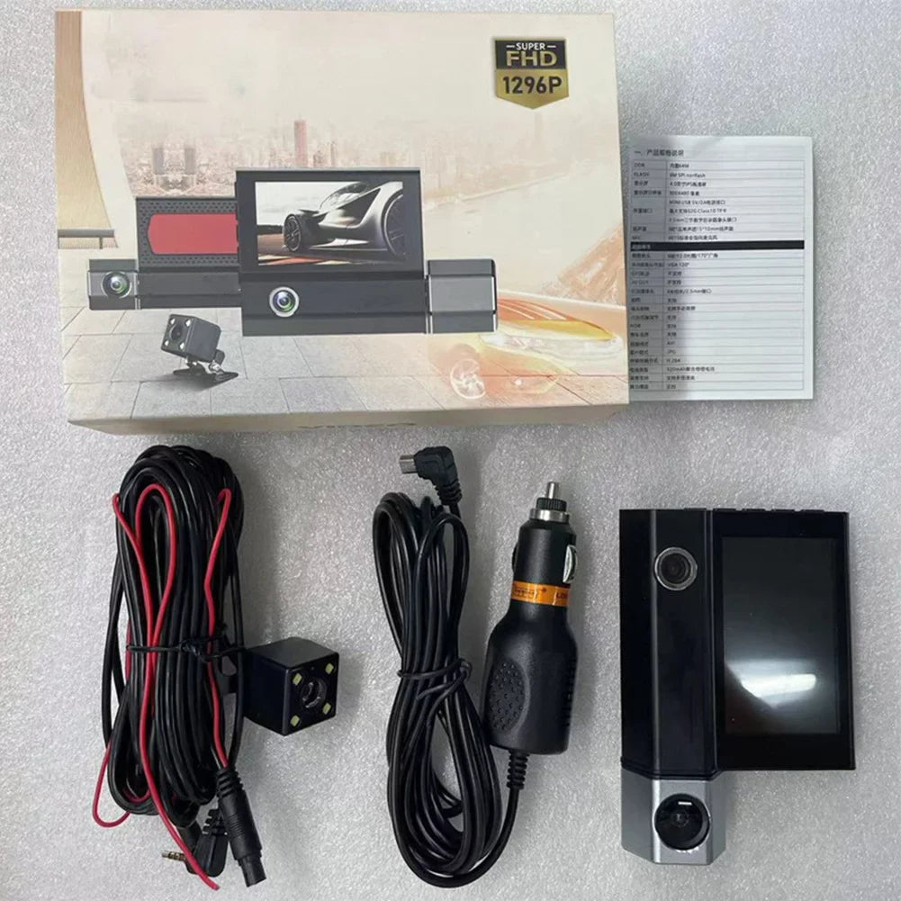 Video Front And Dual Cam Inside And Dash DVR Recorder Lens Car Camera Rear