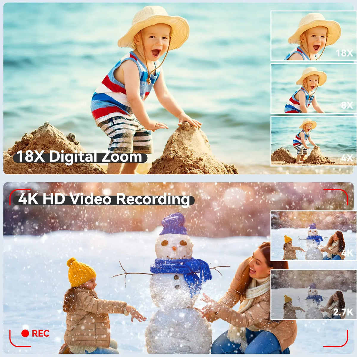 Micro Zoom,3.0-inch for Kids/Teens/Beginners(Black) Camera Video Digital OIEXI with Cameras,18X Front for and Card,Rechargeable 48MP Dual Digital Screen,32GB Rear Camera Photography,4K Battery,Camera