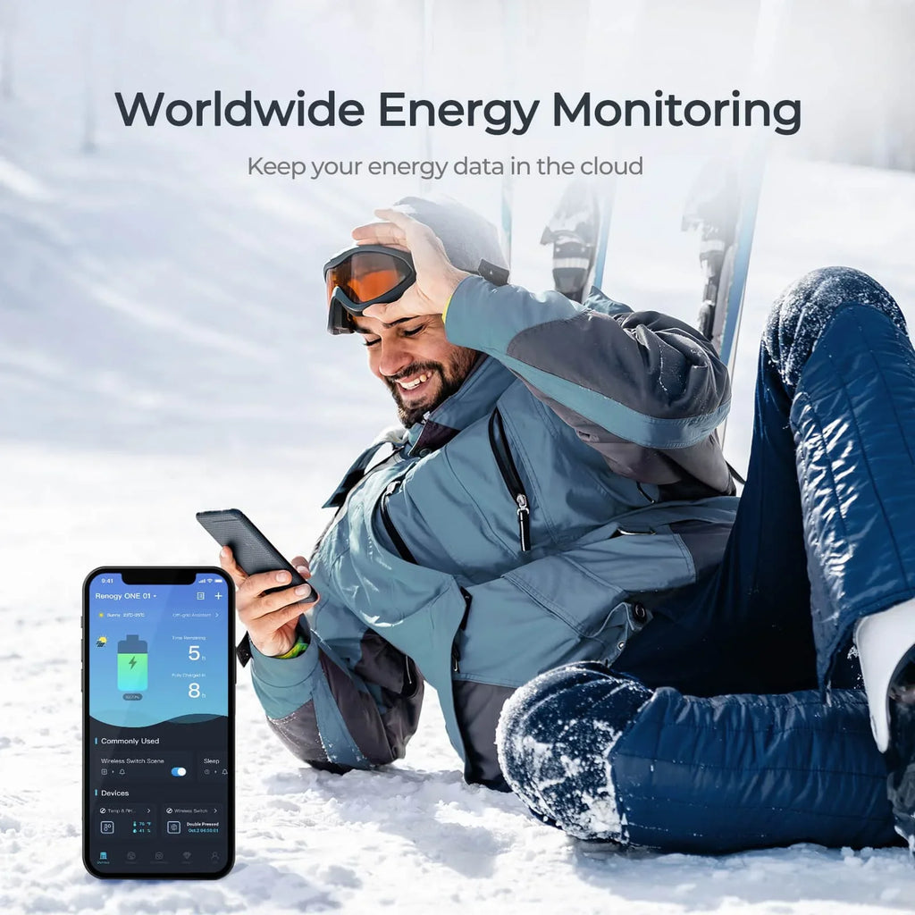 with Monitoring Devices, Energy Tiny Renogy with Version Battery for Works Off-Grid RV System, Boat Van, Wi-Fi and ONE Monitoring Homes, Cabin, Core: All-in-one Panel Energy Leveling Renogy