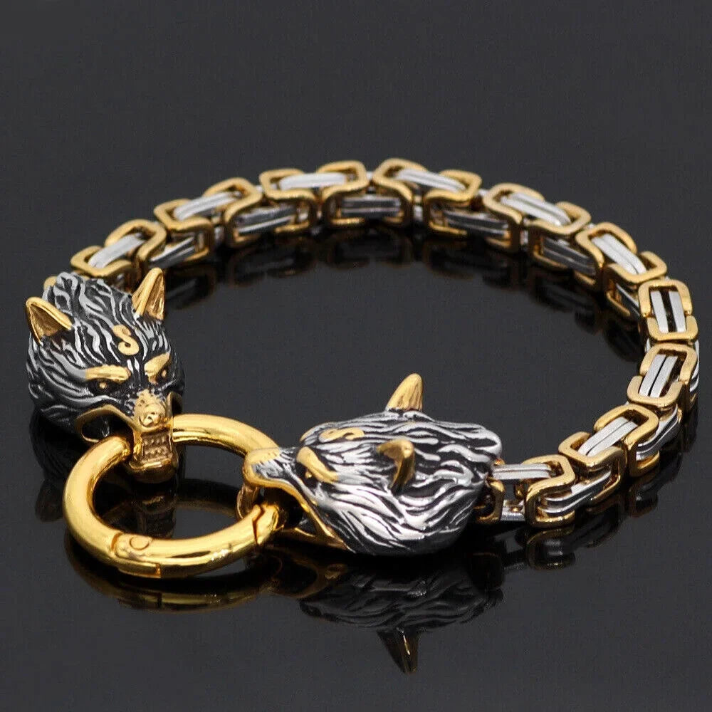 Wolf Fashion Handmade Jewelry Steel Nordic Bracelet Stainless Celtic Men's Retro