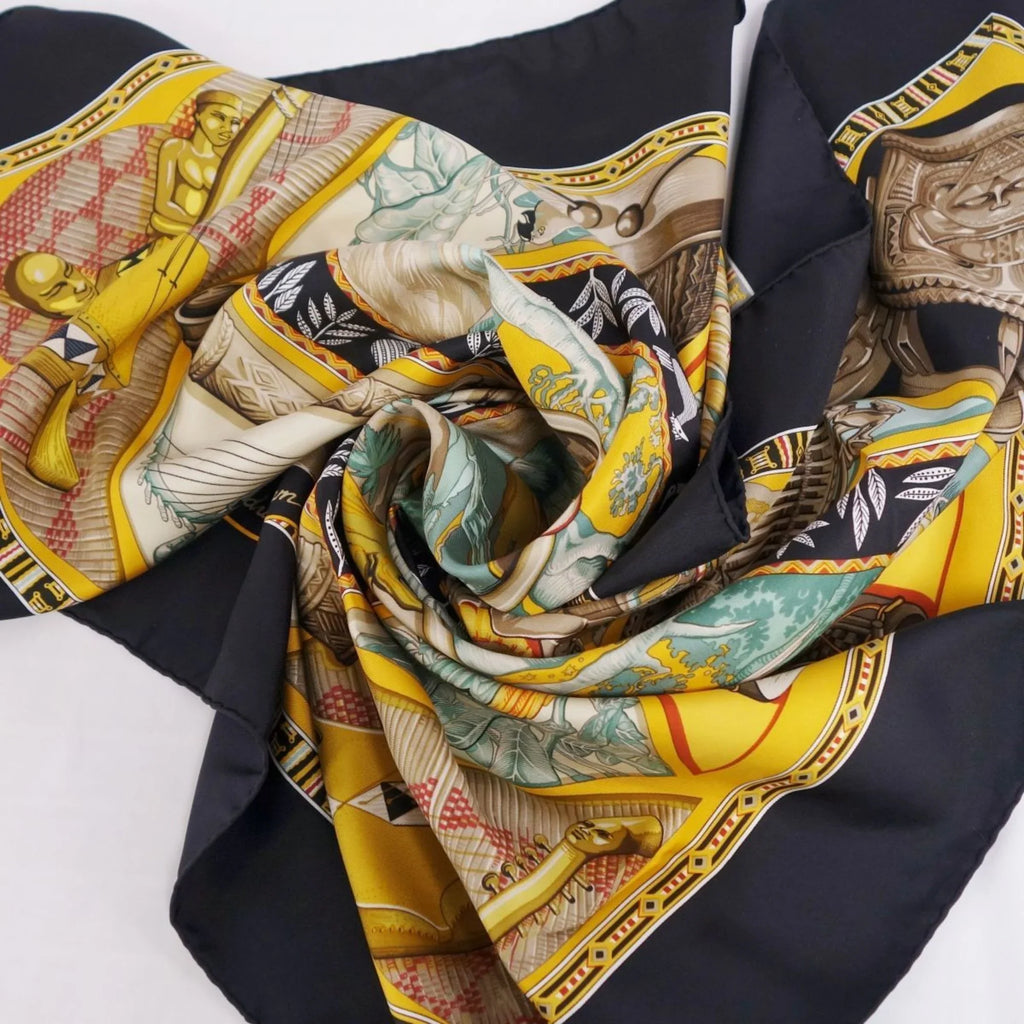 Au (Good) du Pre-Owned Carre HERMES ladies Muffler color silk Scarf 100% Tam To Son sound tam of 90 multi the