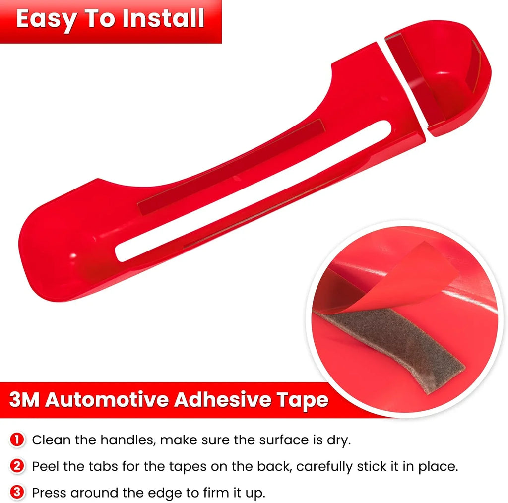 JL 4-Door Rubicon (Red Handle 5PCS) for Door Trim+Tailgate E-cowlboy Wrangler Cover Jeep 2018-2022 JT Handle 2-Door Gladiator Unlimited & Sports Freedom JLU Sahara Inserts Cover Accessories Exterior