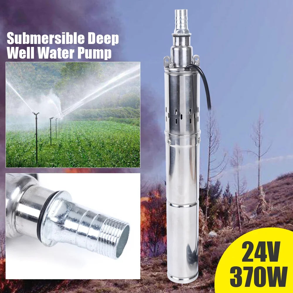 Screw Head 370W Pump Solar for Stainless Irrigation Pond Pump Farm Solar Well Water Deep Pump 24V Submersible