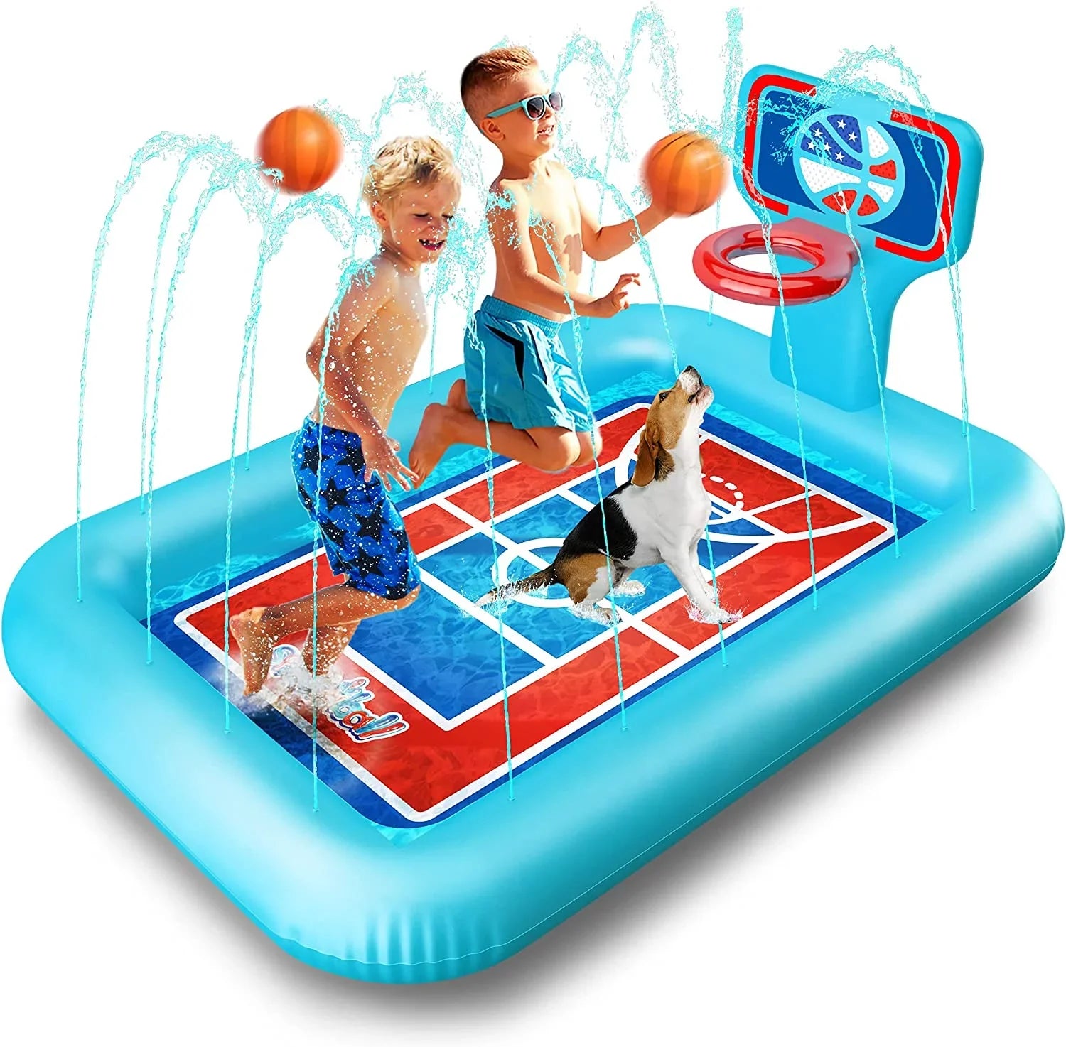 Summer System, Hoop Pool 82-inch. Toys - Basketballs Splash Splash Inflatable Sprinkler With Water Kids Kids Pad And 2 For Pad And -