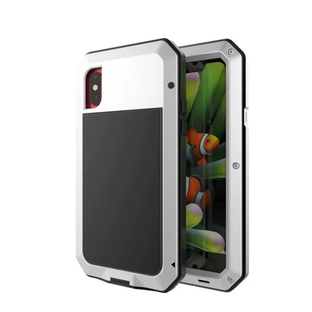 Grade Glass Case iPhone Metal XS (Silver) Travel Heavy Max Military Gorilla Outdoor Rugged Aluminum Scratch and Resistant Duty Shockproof Protection,