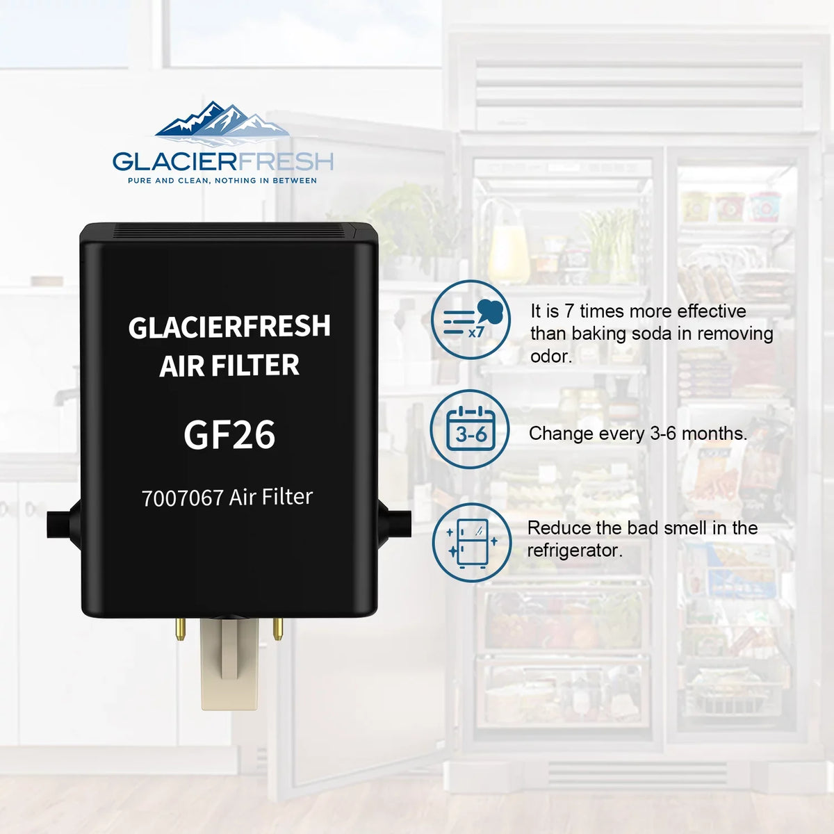 Filter Refrigerator 1 FRESH Air Replacement Air GLACIER Filter, 7007076 Pack for