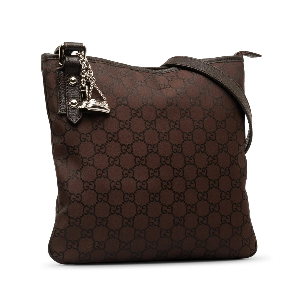 Authenticated Crossbody Nylon Crossbody Brown Bag (Good) Pre-Owned GG Fabric Gucci Jolicoeur Unisex