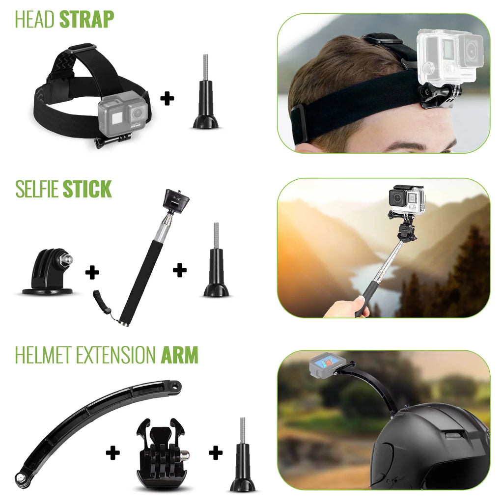 GoPro Compatible Accessory Hero10/9/8/7/6/5/4, and AKASO, in Camera DJI with Max, Action, more Kit Osmo GoPro Action Fusion, 50 Insta360, GoPro 1 DiGiNerds